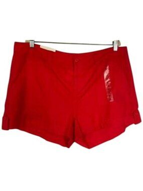 Gap Linen Blend Shorts Red Hibiscus Size 18 NWT 3” Inseam Summer Classic Fit